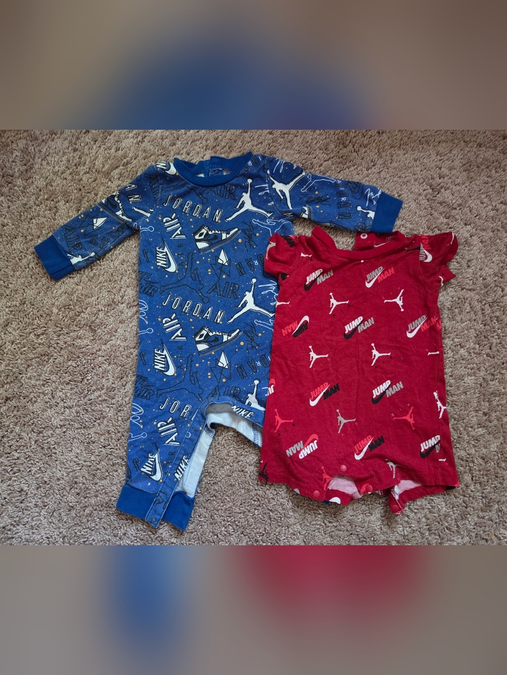 Nike Jordan Baby One-Piece Rompers - Blue & Red